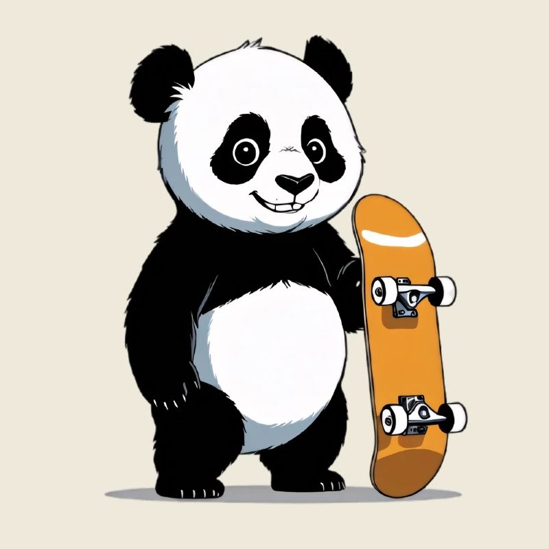 Skateboard Panda Illustration