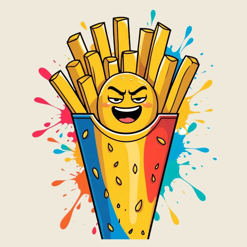 Dessin animé de frites qui rient