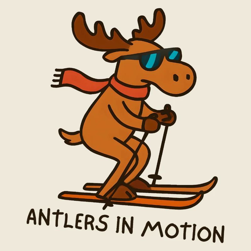 Coole Elch-Ski-Illustration