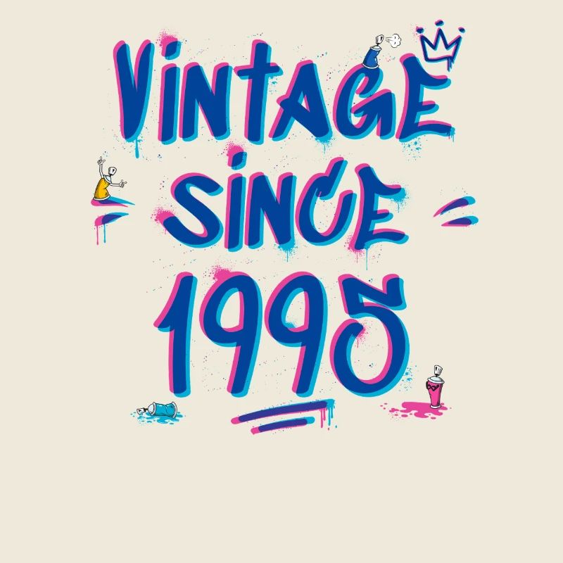  Vintage Since 1995 Graffiti Glitch 30th Bday
