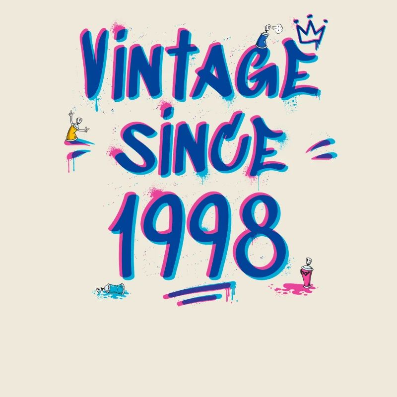  Vintage Since 1998 Graffiti Glitch 27th Birthday