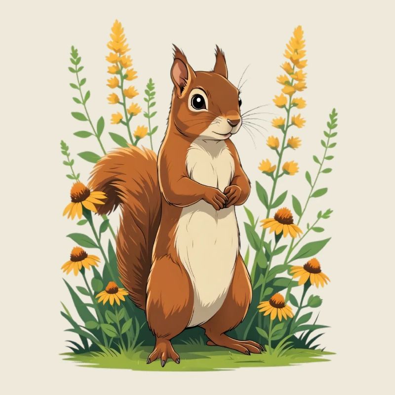 Charming squirrel with flower wreath