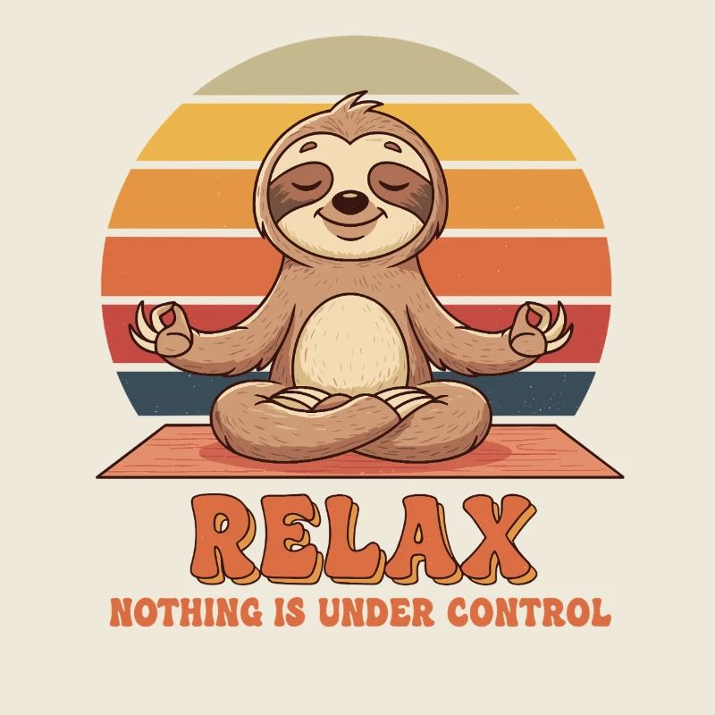 Relaxing meditation sloth with Zen motif