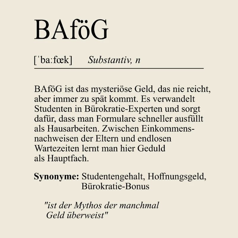 Unispruch "BAföG" Student Geschenk, Studenten