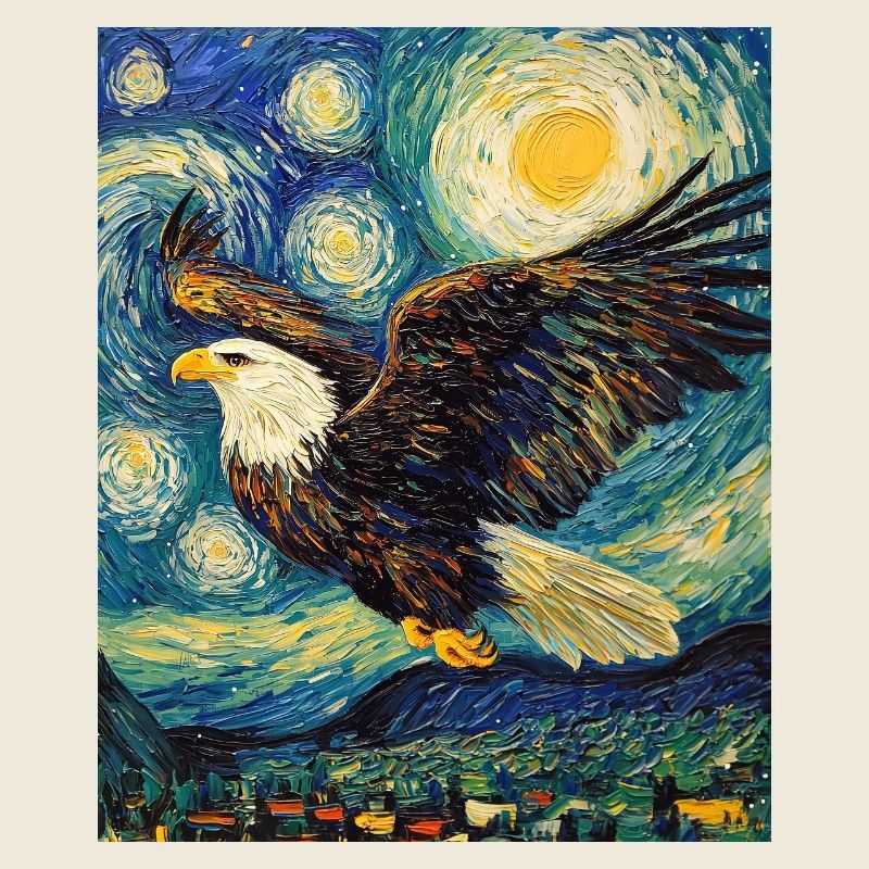 Eagle Bird Van Gogh Style Starry Night