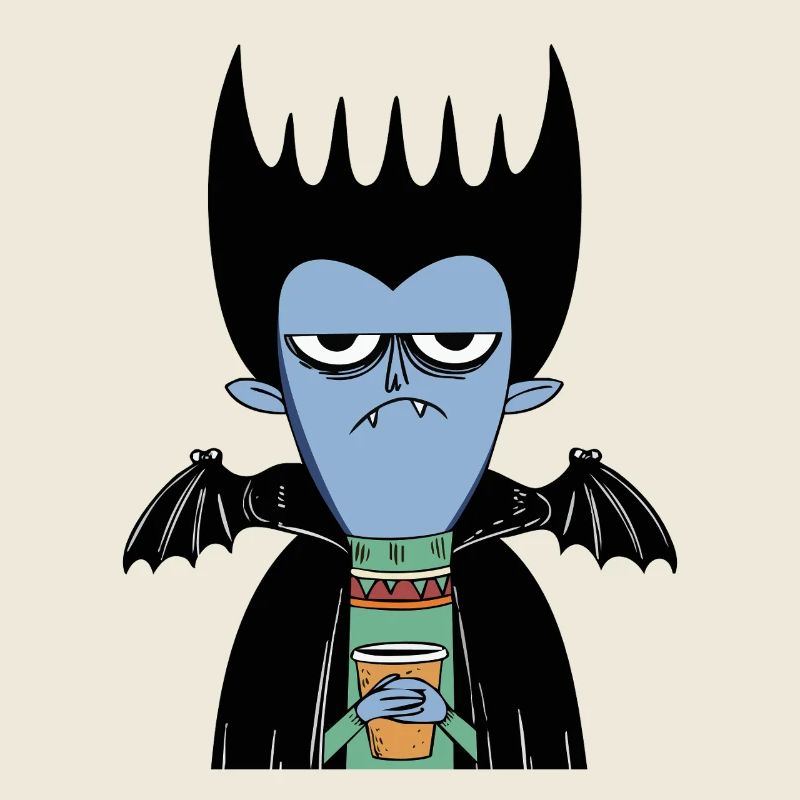 Coffee Vampire | Funny Vampire with Bat Wings