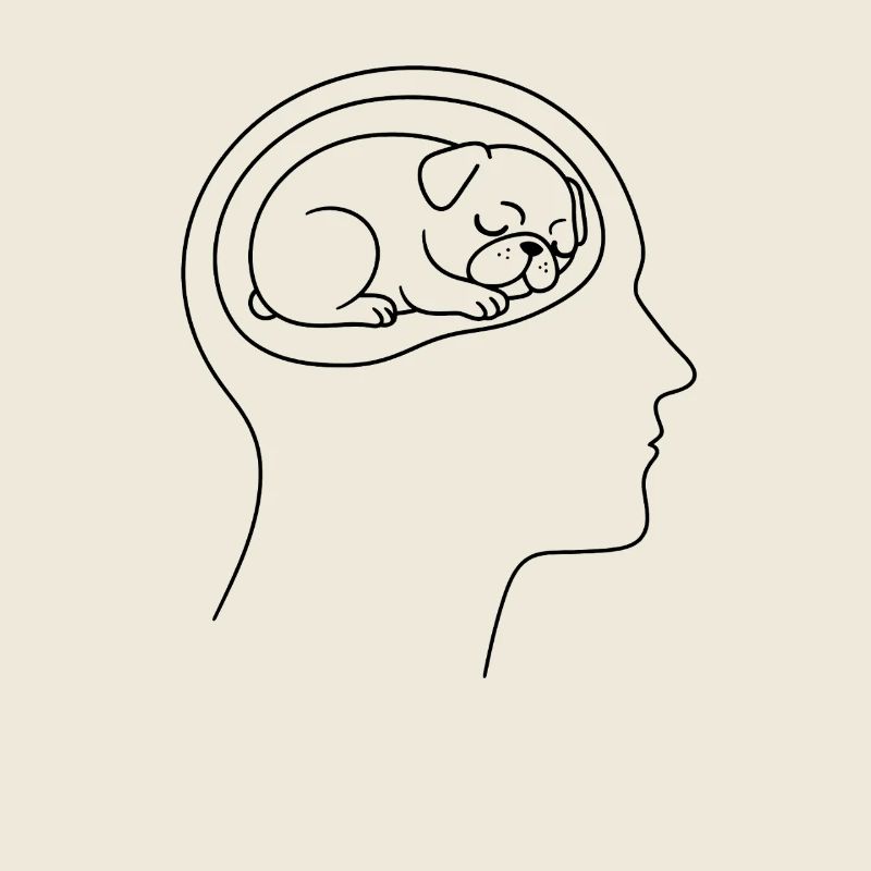 Drolliger Mopskopf Gedanken Hundehaltern 