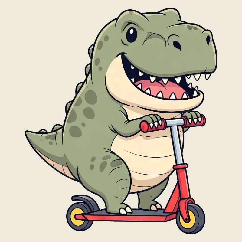 Süßer Dino T-Rex Cartoon Roller Scooter Freude 
