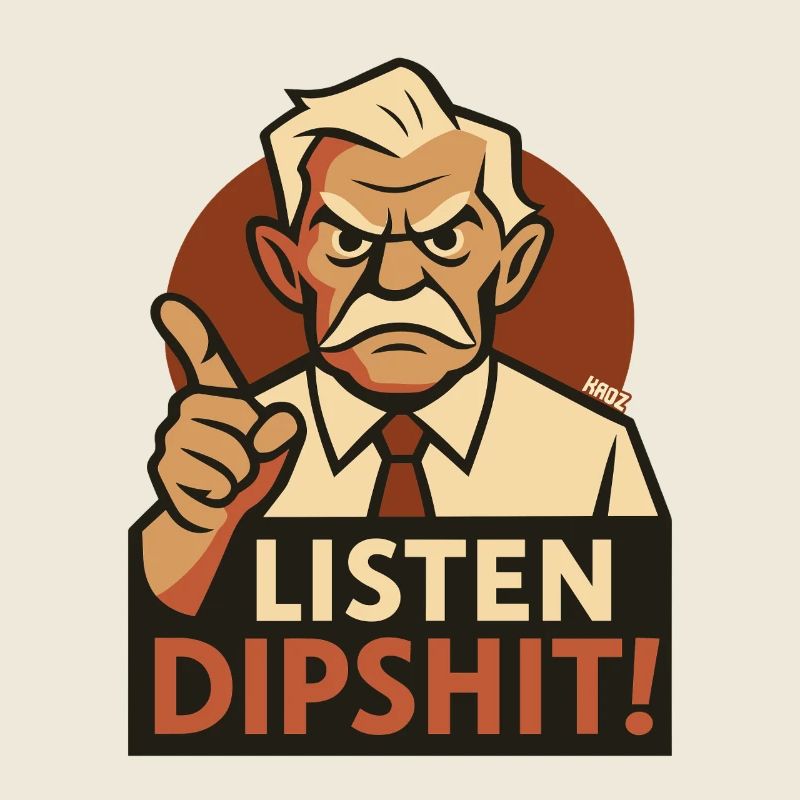 Vieux pointant du doigt : Écoute, idiot