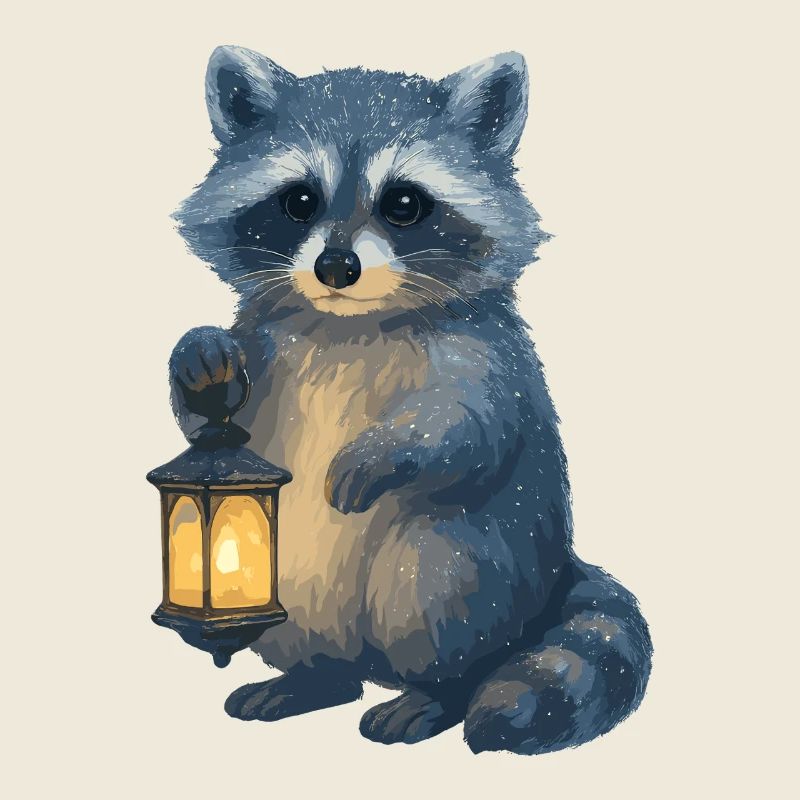 Raccoon with Lantern – Winter Design
