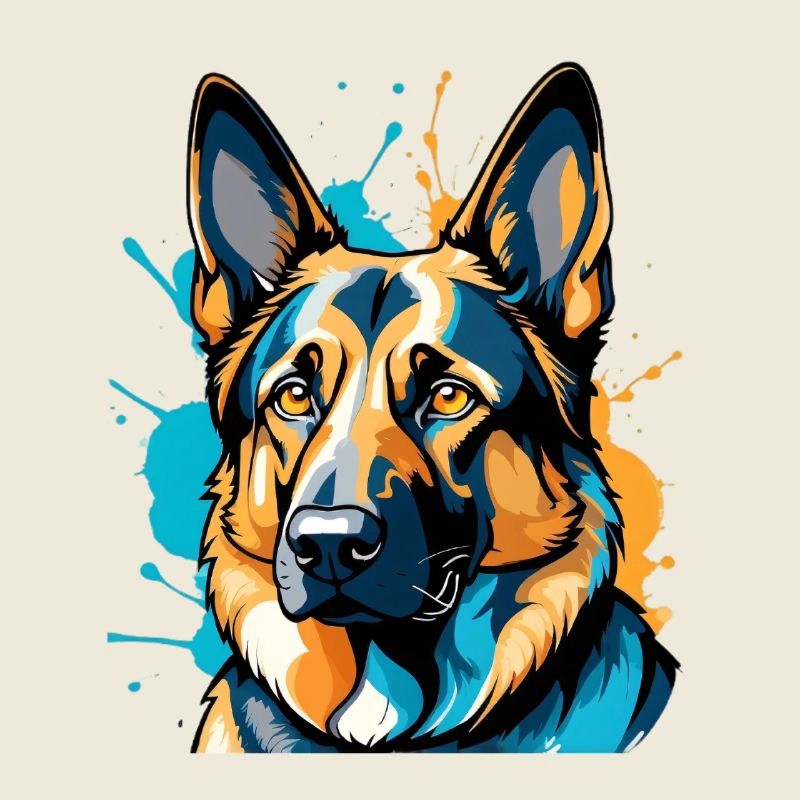 Lebendiger Schäferhund Farbexplosion