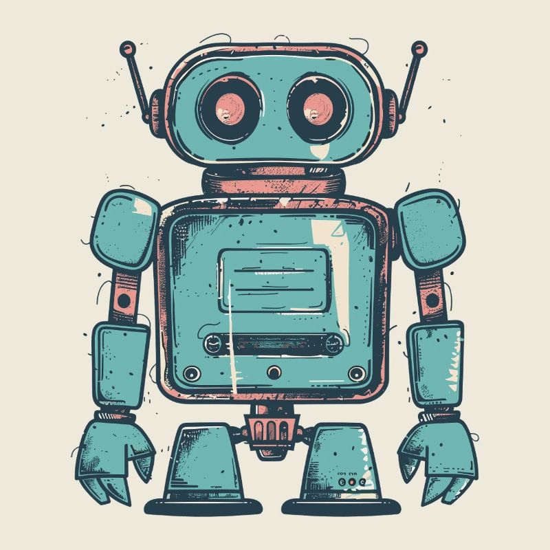 Dessin de robot sarcelle rétro