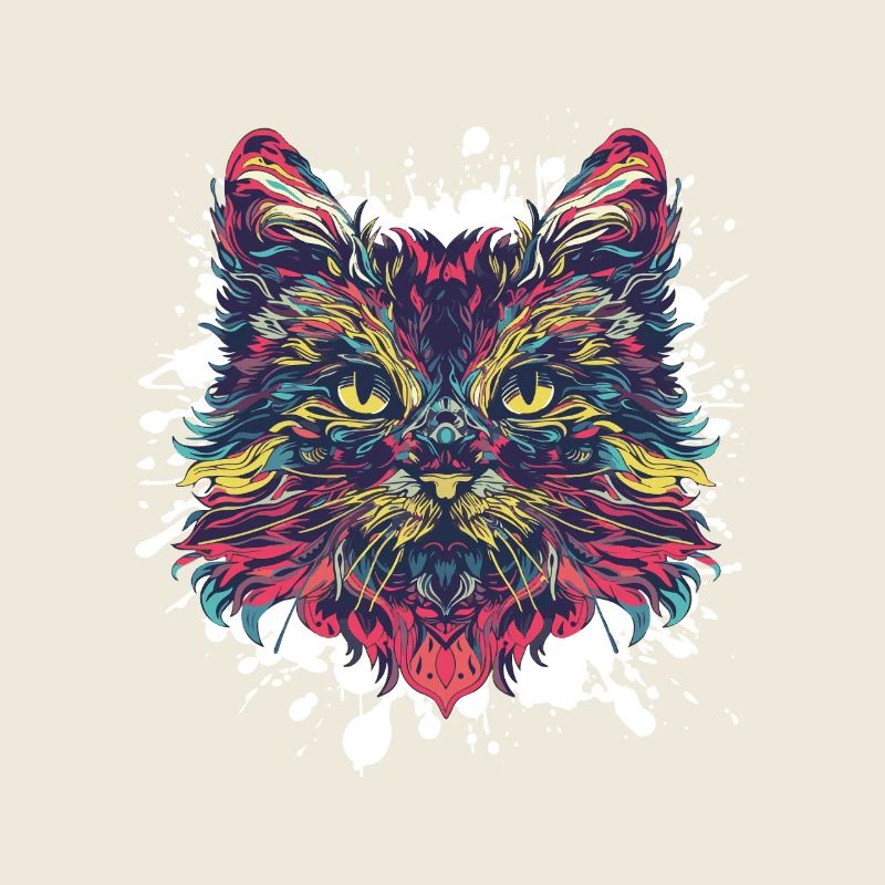 Portrait de chat coloré