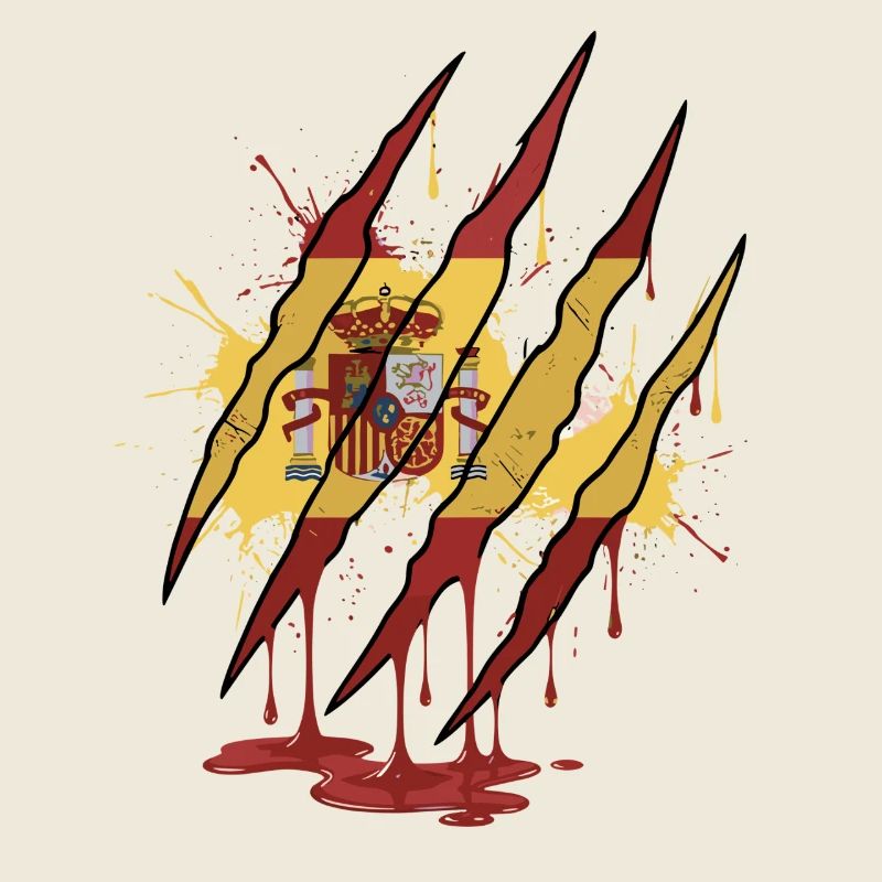 Scratch Mark Espagne Drapeau Griffe Style Grunge