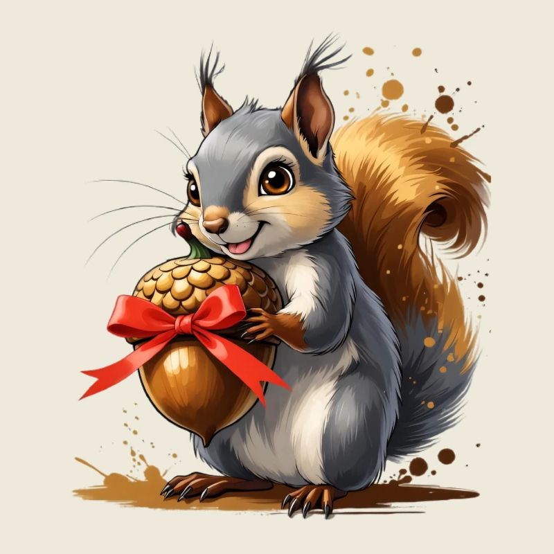 Eichhörnchen mit roter Eichel