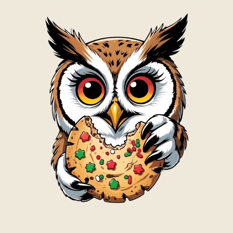 Eule mit grossem Keks Illustration