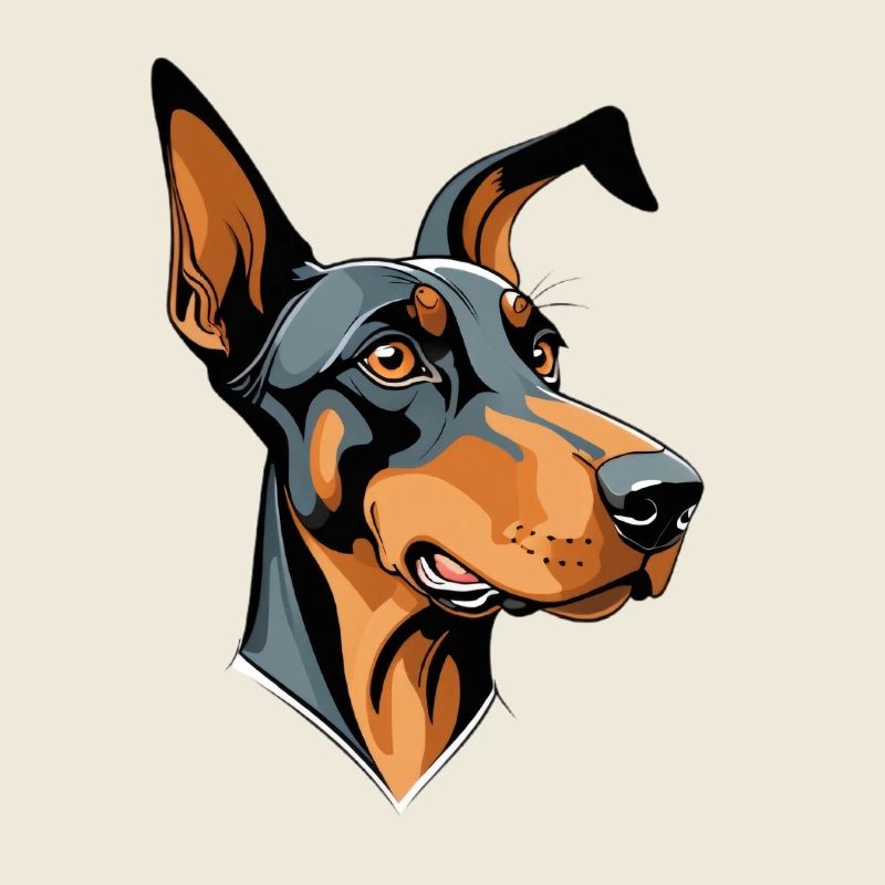 Dobermann Kopf Cartoon Illustration