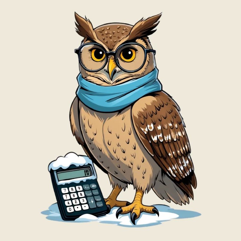 Hibou d’hiver avec lunettes et écharpe