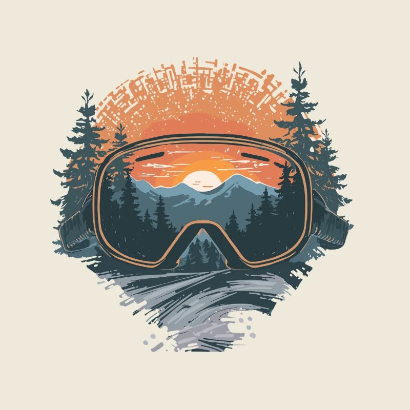 Ski goggles sunset