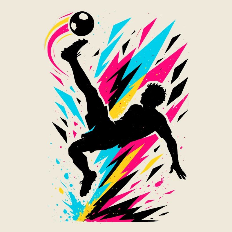 Neon Soccer Player with Ball