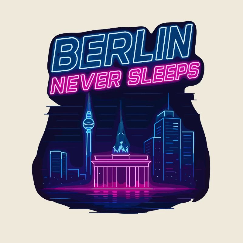 Berlin Never Sleeps Neon Skyline Design