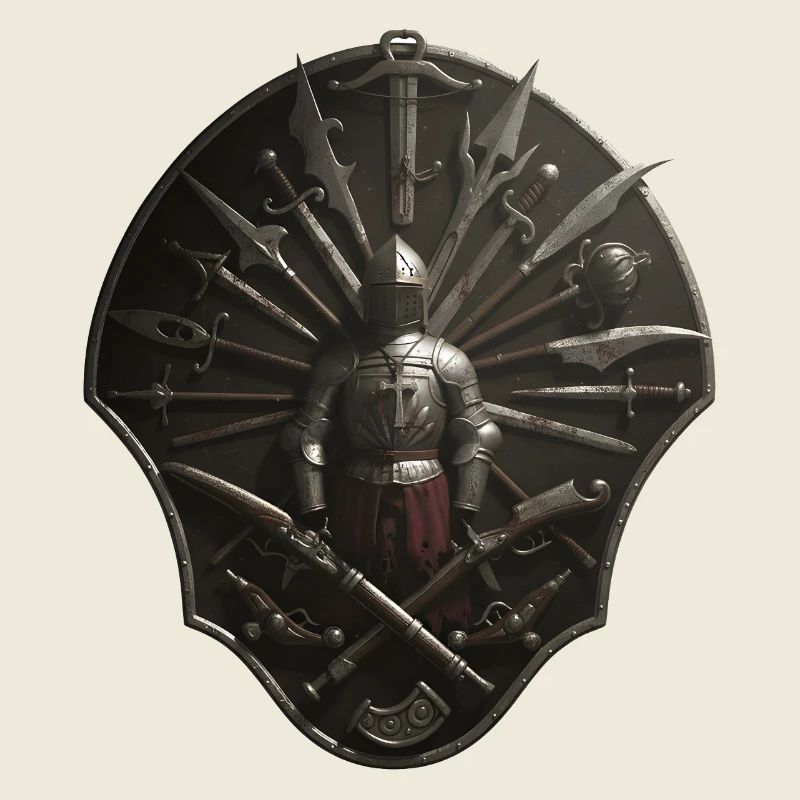 Crusader Shield Circle with Weapons