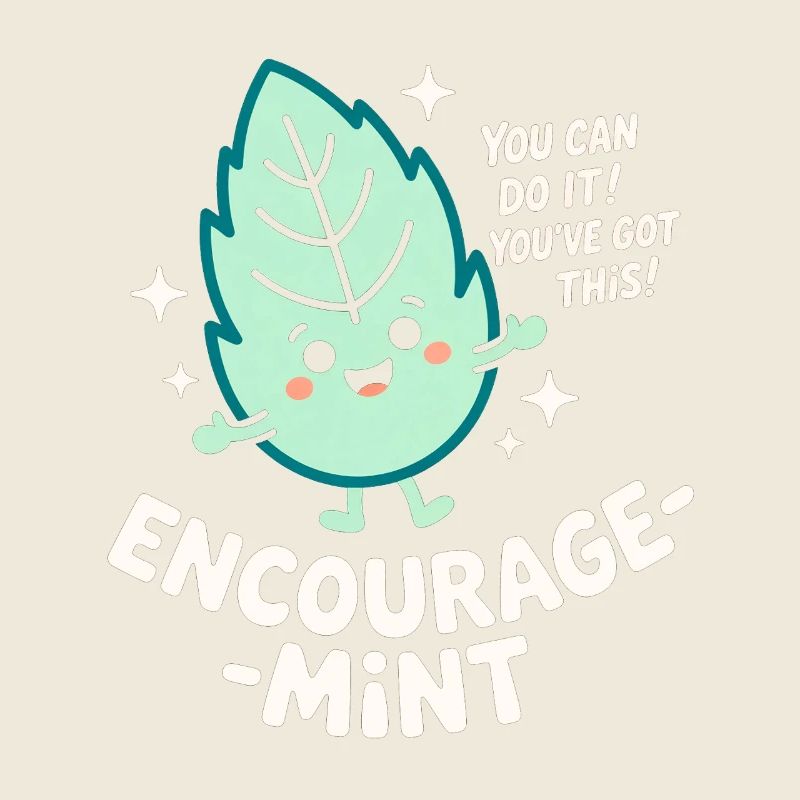 Encourage-Mint Cute Pep Talk Leaf Pun