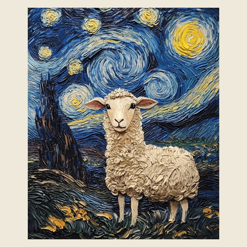 Mouton style Van Gogh Nuit étoilée