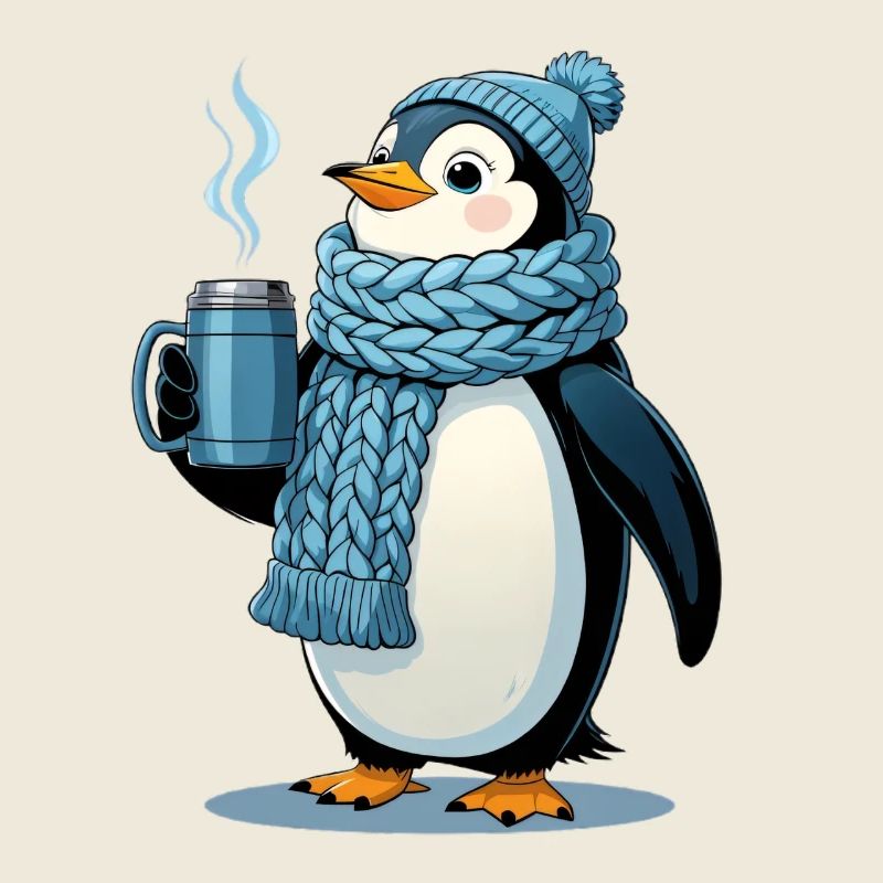 Pingouin câlin avec écharpe bleue