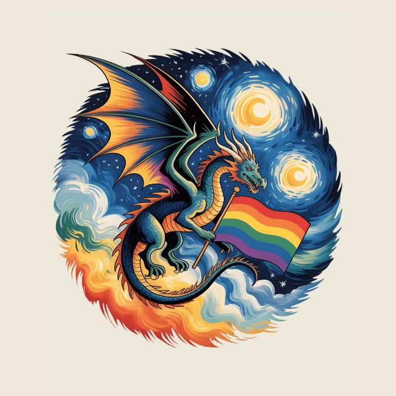 Pridelike Dragon with Rainbow Flag