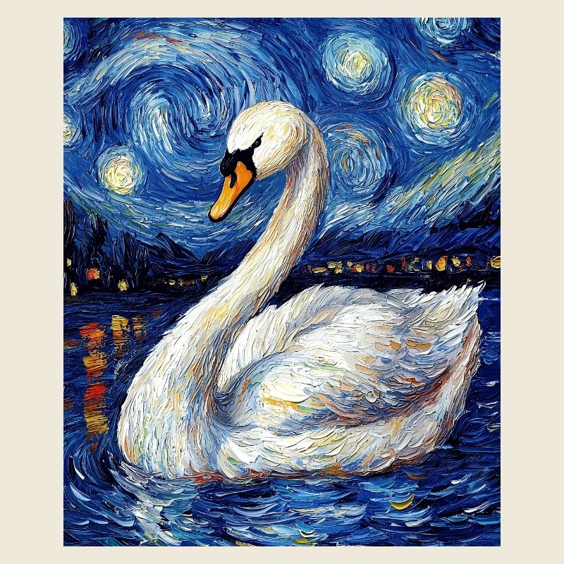 Cygne Oiseau Style Van Gogh
