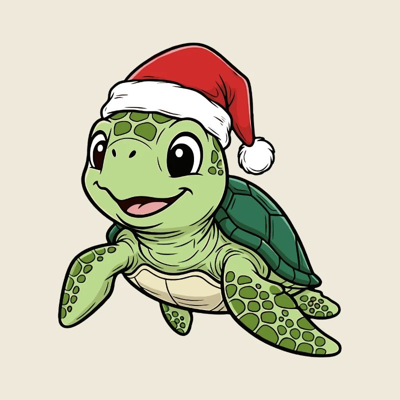 Turtle with Christmas hat
