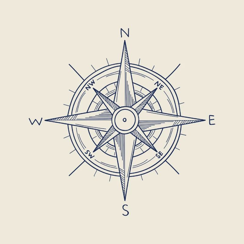 Nautic Design Blauer Kompass Nautisches Emblem