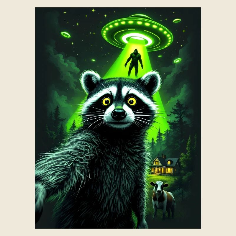 Raccoon UFO Raid in the Forest