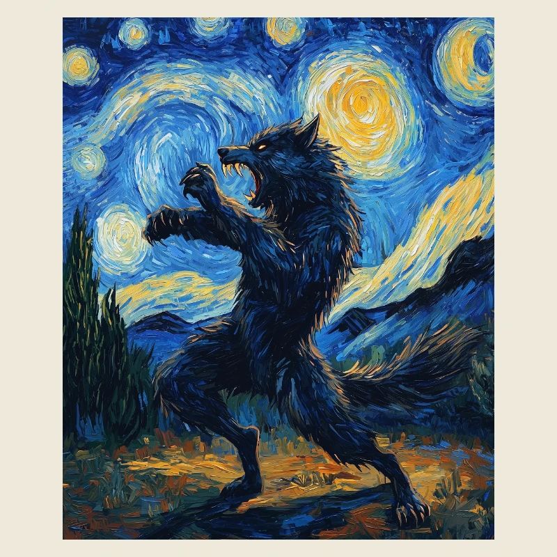 Werwolf Wolf Van Gogh Style