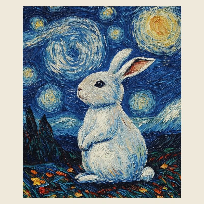 Lapin style Van Gogh Nuit étoilée