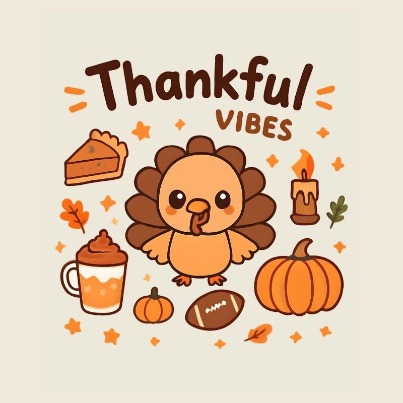 Thankful Turkey Vibes Illustration
