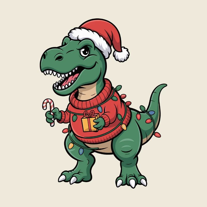 Weihnachts-T-Rex im Sweater
