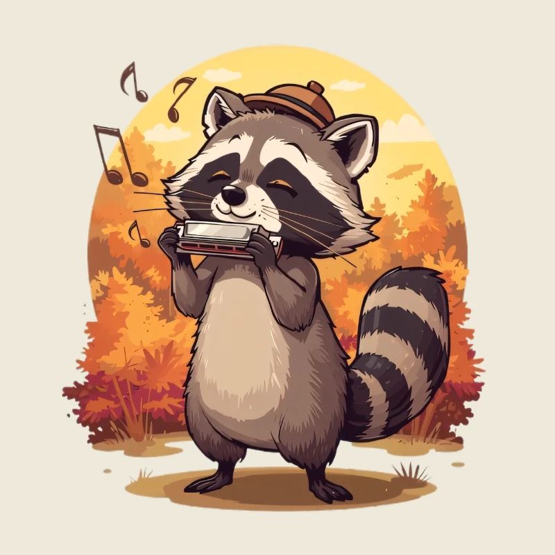 Autumnal raccoon harmonica