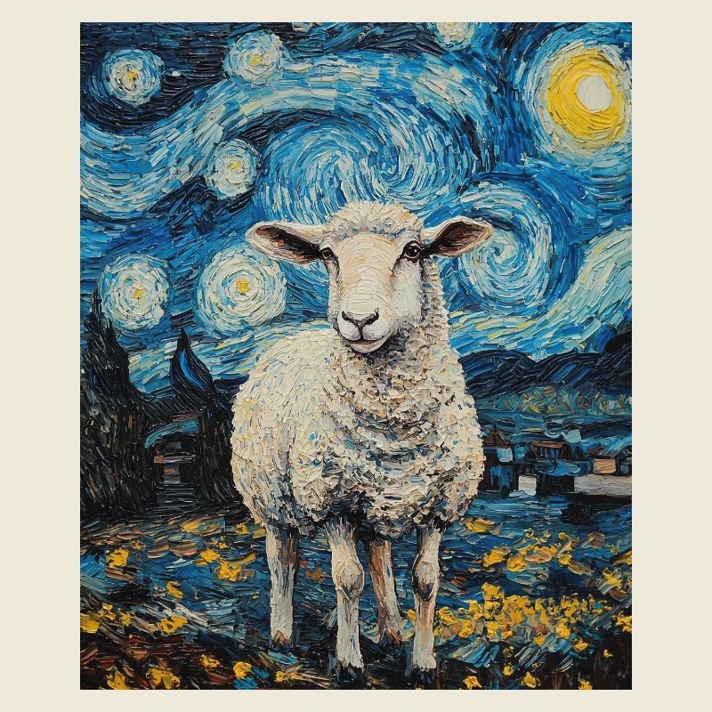 Mouton style Van Gogh Nuit étoilée
