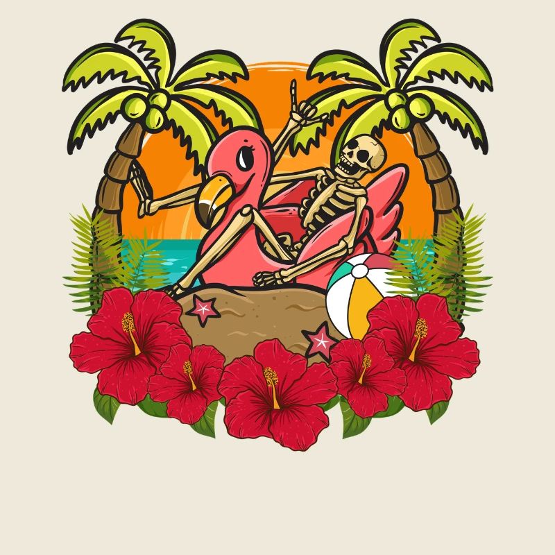 Tropical Flamingo Squelette Coucher de soleil