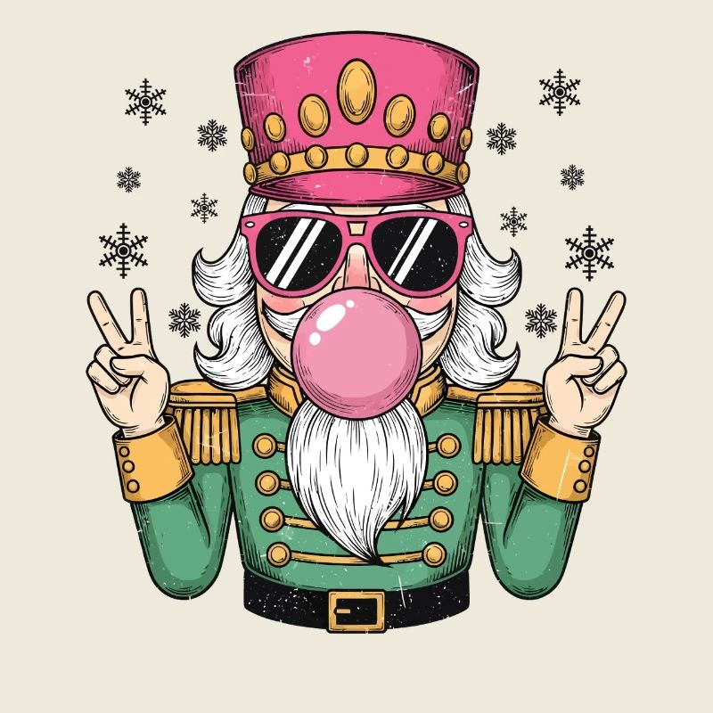 Nutcracker blows chewing gum