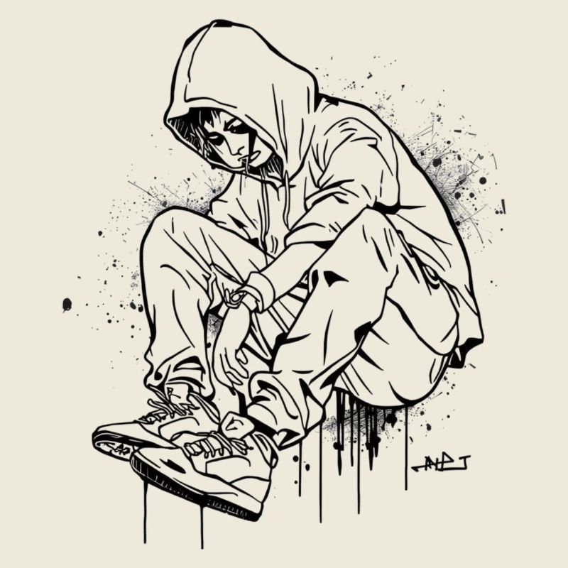 Silhouette Kapuzenpullover Graffiti