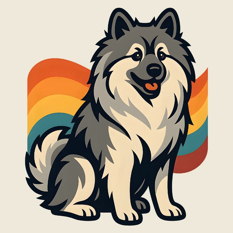 Deutscher Spitz Hund im Regenbogen Hintergrund