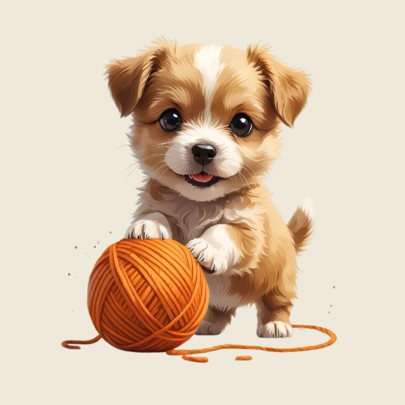Kuschelhund mit Garnball