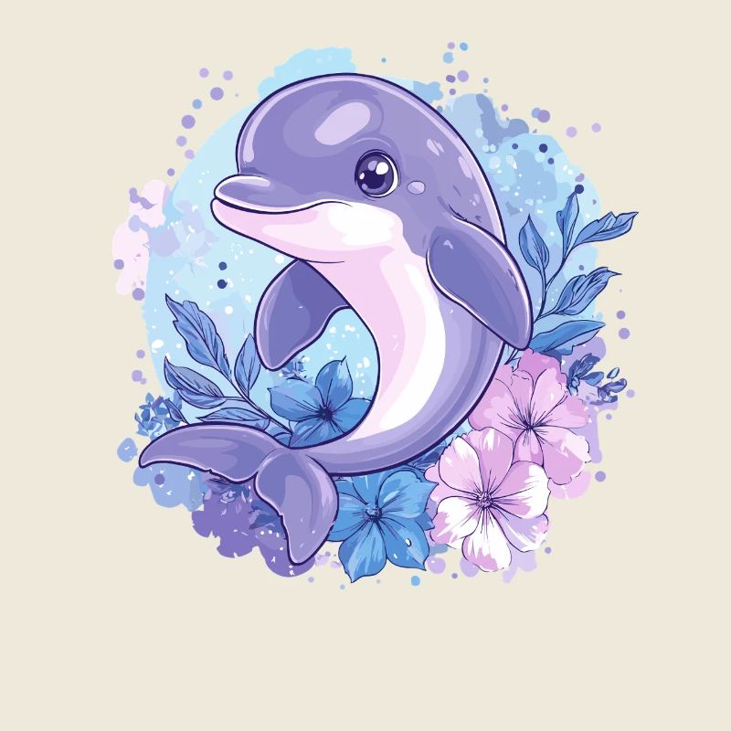 Dauphin dans le cercle de fleurs