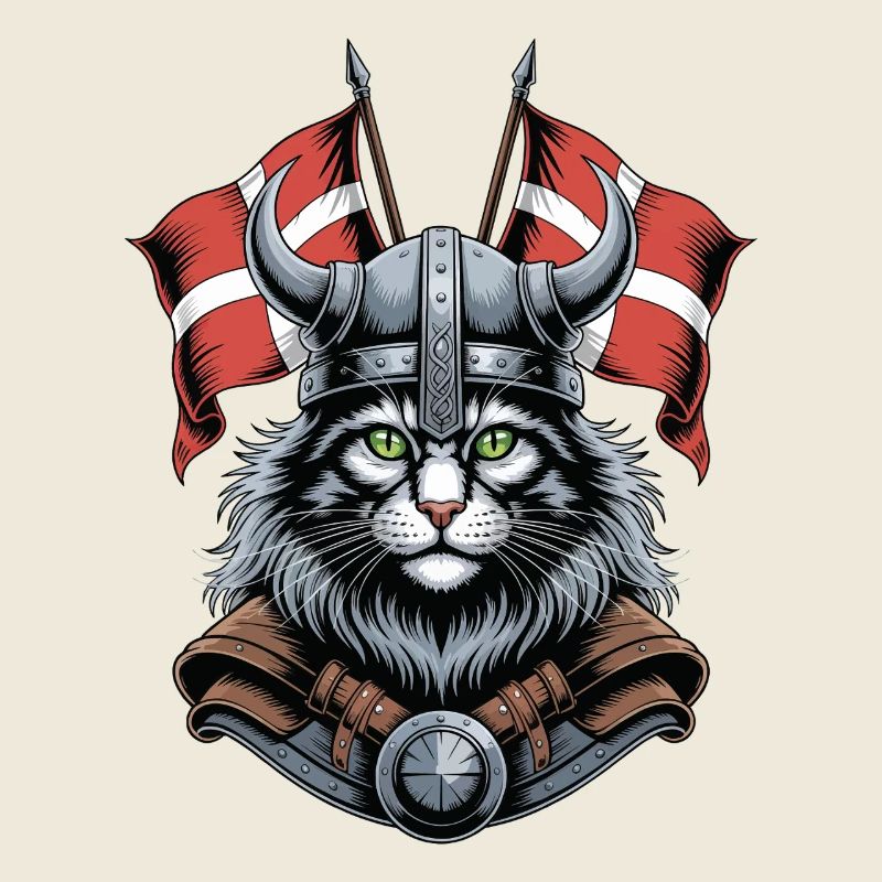 Chat Viking avec casque