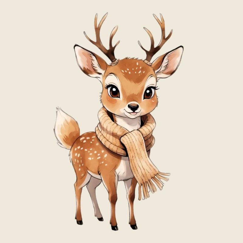 Cerf d’hiver avec écharpe