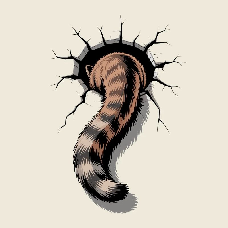 La queue de chat semble sortir du trou photo de chat drôle