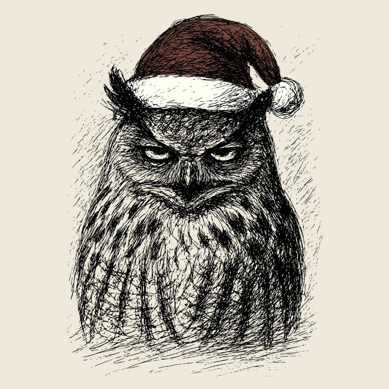 Müde Weihnachts- Eule